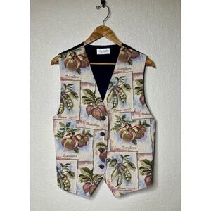 Vintage Billie Martin Vest Size Med Tapestry Cottagecore Vegetables Country